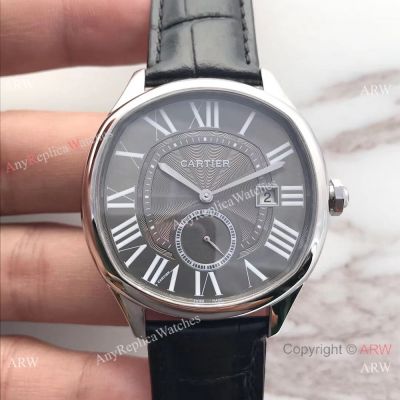 Swiss Replica Drive De Cartier Watch SS Black Roman Dial